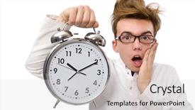  Presentation with alarm - Slide set having funny doctor with alarm clock background and a  colored foreground