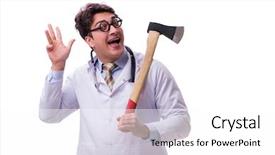  Presentation with funny - Colorful slide set enhanced with funny doctor with axe isolated backdrop and a white colored foreground