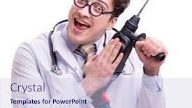  Presentation with drill - Slides having funny-doctor-with-drill-isolated background and a lemonade colored foreground