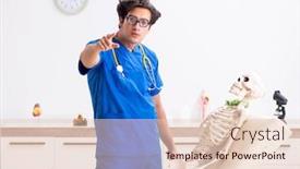  Presentation with skeleton - PPT theme enhanced with funny-doctor-with-skeleton background and a lemonade colored foreground
