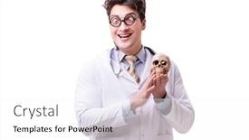  Presentation with skull - Amazing presentation theme having funny doctor with skull isolated on white backdrop and a white colored foreground