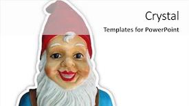  Presentation with immortelle helichrysum arenarium dwarf everlas - Audience pleasing theme consisting of funny dwarf gnome backdrop and a white colored foreground