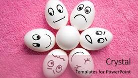  Presentation with emotions - Slides having funny easter eggs with different emotions on his face background and a coral colored foreground