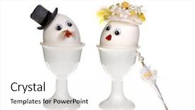  Presentation with egg - PPT theme consisting of funny egg couple with face background and a  colored foreground