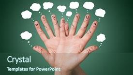  Presentation with human face set of faces - Audience pleasing presentation theme consisting of funny eggs with smiley faces backdrop and a  colored foreground