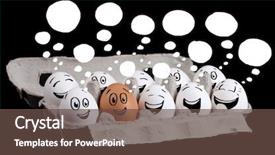  Presentation with faces - PPT theme with funny eggs with smiley faces background and a tawny brown colored foreground