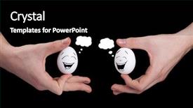  Presentation with human face set of faces - Colorful PPT theme enhanced with funny eggs with smiley faces backdrop and a black colored foreground