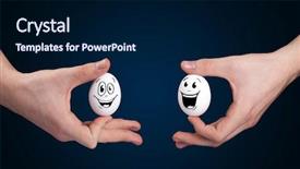  Presentation with human face set of faces - Slide deck enhanced with funny eggs with smiley faces background and a navy blue colored foreground