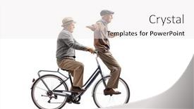  Presentation with bicycle - Cool new presentation theme with funny-elderly-men-riding backdrop and a white colored foreground