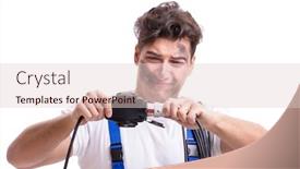  Presentation with electrician - Presentation enhanced with funny-electrician-isolated-on-white background and a lemonade colored foreground
