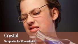  Presentation with flasks - Presentation theme enhanced with funny emotional chemist with two flasks background and a tawny brown colored foreground