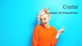  Presentation with emotional breakdown - Beautiful presentation theme featuring funny emotional girl on blue backdrop and a cyan colored foreground