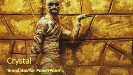  Presentation with mythology - Audience pleasing PPT layouts consisting of funny-emotional-halloween-mummy-dances backdrop and a tawny brown colored foreground