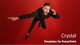  Presentation with active lifestyle - Cool new presentation theme with funny-emotional-young-man backdrop and a crimson colored foreground