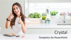  Presentation with sushi - Audience pleasing slide set consisting of funny face good energy backdrop and a white colored foreground