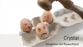  Presentation with faces - Presentation featuring funny faces on egg background and a mint green colored foreground