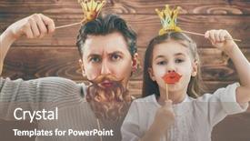  Presentation with daughter - Presentation theme having funny family father and his background and a coral colored foreground