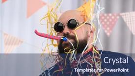  Presentation with fat - PPT theme having funny fat man celebrating birthday at home background and a ocean colored foreground