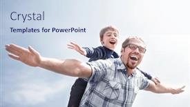  Presentation with funny - Beautiful presentation theme featuring funny-father-and-son-spend backdrop and a sky blue colored foreground