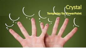  Presentation with finger - PPT theme with funny finger smileys with bubbles background and a tawny brown colored foreground