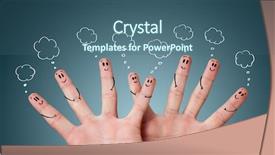  Presentation with ladies finger - Audience pleasing theme consisting of funny finger smileys with bubbles backdrop and a ocean colored foreground