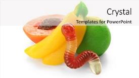  Presentation with jelly - Cool new slides with funny foods - fruit jelly candies on white backdrop and a white colored foreground