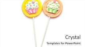  Presentation with colorful - Slide set with funny foods - tasty colorful lollipops on white background and a white colored foreground