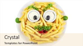  Presentation with mayonnaise - Audience pleasing slide set consisting of funny french fries face made backdrop and a yellow colored foreground
