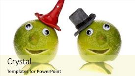  Presentation with top hat - Audience pleasing presentation theme consisting of funny fruit faces with googly backdrop and a  colored foreground