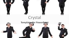  Presentation with black and white film strip - PPT layouts with funny-gentleman-in-striped-suit background and a white colored foreground