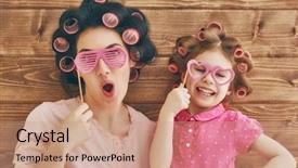  Presentation with child support family law - PPT layouts enhanced with funny girl holding paper glasses background and a coral colored foreground