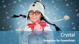  Presentation with gift - Presentation having funny girl with a gift background and a  colored foreground