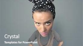  Presentation with crown - Cool new presentation with funny girl with big head and drawn crown over it backdrop and a gray colored foreground