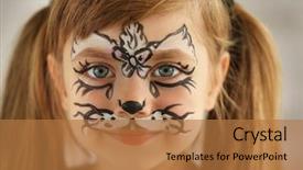  Presentation with painting - Amazing slide set having funny girl with face painting backdrop and a coral colored foreground