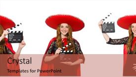  Presentation with matrix movie - Beautiful slide set featuring funny girl with movie board backdrop and a red colored foreground