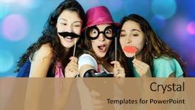  Presentation with funny - Amazing PPT layouts having funny girls backdrop and a coral colored foreground