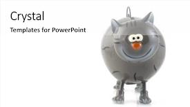  Presentation with funny cartoon - Audience pleasing presentation theme consisting of funny grey cat with socks backdrop and a white colored foreground