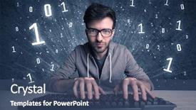  Presentation with hacker - Colorful presentation design enhanced with funny hacker working hard backdrop and a ocean colored foreground