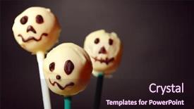  Presentation with halloween - Slides featuring funny halloween cake pops on dark background background and a wine colored foreground