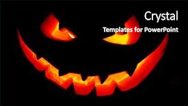  Presentation with black jack - Beautiful PPT theme featuring funny halloween jack o' lantern backdrop and a black colored foreground