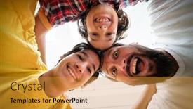  Presentation with family - Amazing PPT theme having funny-happy-group-of-family backdrop and a gold colored foreground