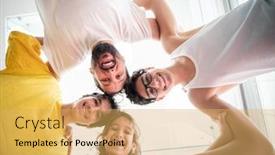  Presentation with family - Slide deck having funny-happy-group-of-family background and a yellow colored foreground