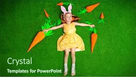  Presentation with carrots - PPT layouts enhanced with funny-happy-little-girl background and a forest green colored foreground