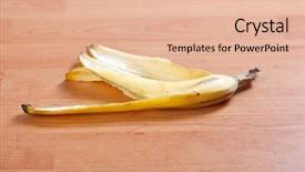  Presentation with banana - Theme with banana peel on wooden floor background and a lemonade colored foreground