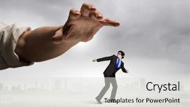  Presentation with funny - Cool new slide deck with funny image of businessman trying backdrop and a light gray colored foreground