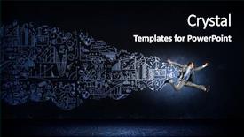  Presentation with logistics business plan - Colorful slides enhanced with funny image of running businessman backdrop and a  colored foreground