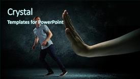  Presentation with one young man exercising handball - Cool new PPT theme with funny image of young man backdrop and a wine colored foreground