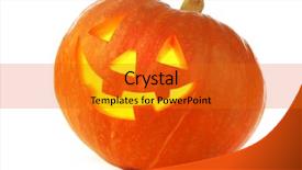  Presentation with peppermint candy cane on white - Presentation theme featuring funny jack o lantern halloween background and a gold colored foreground