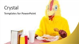  Presentation with fried chicken - Theme having funny jobs - man in a chicken suit background and a white colored foreground