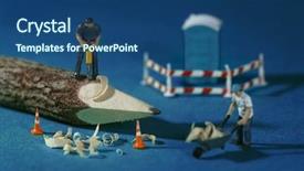  Presentation with angry construction workers - Presentation design with funny jobs - miniature construction workers in conceptual background and a ocean colored foreground